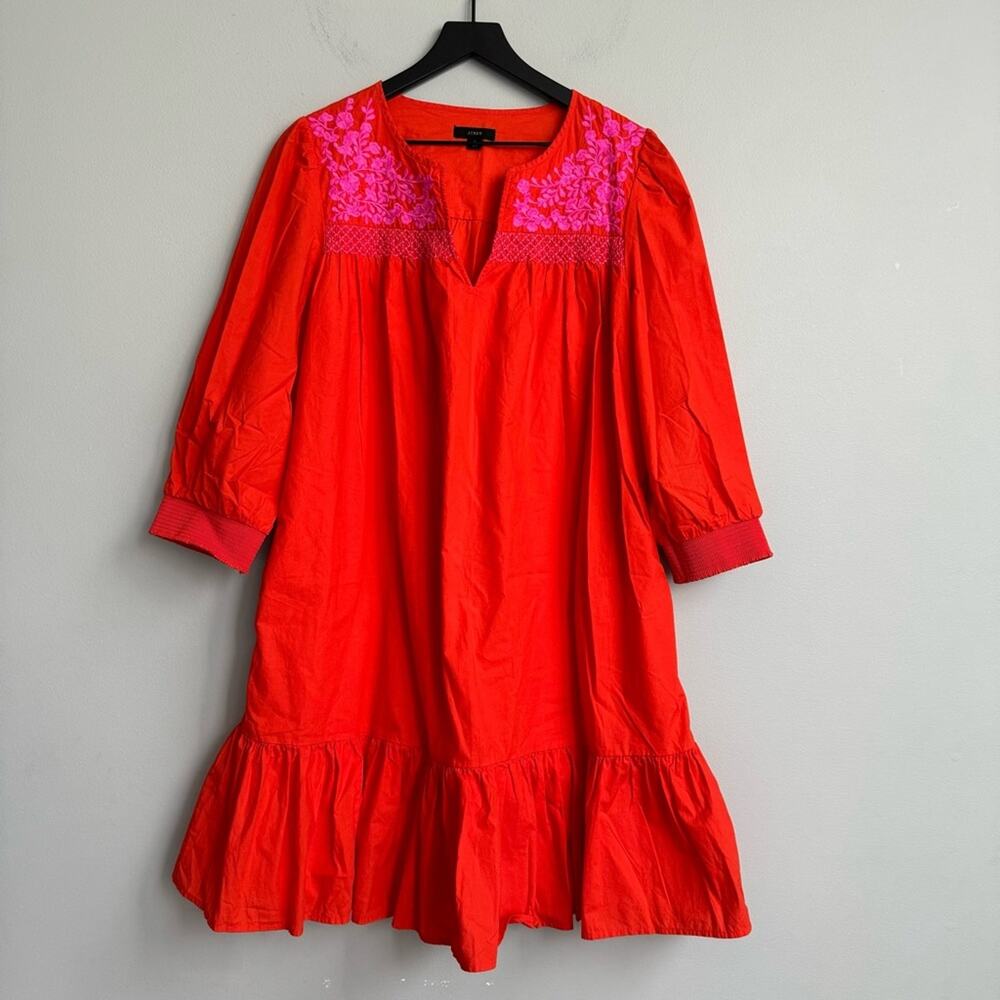 J. Crew Leda Embroidered Popover Dress (Small) - Picture 3 of 10
